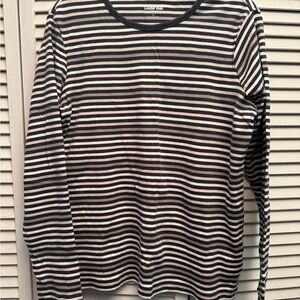 EUC Lands' End Navy Striped Top